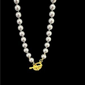 Genuine Gray shell pearl 24.” necklace gold plated Tagle